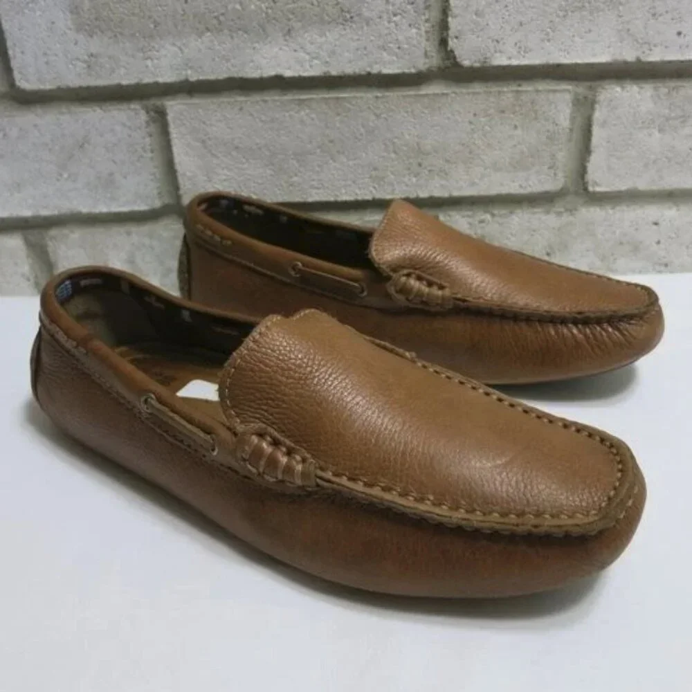 14th & Union Lea Oil Tanned Leather Casual Moccasin Men's Loafers Shoes Sz 7
